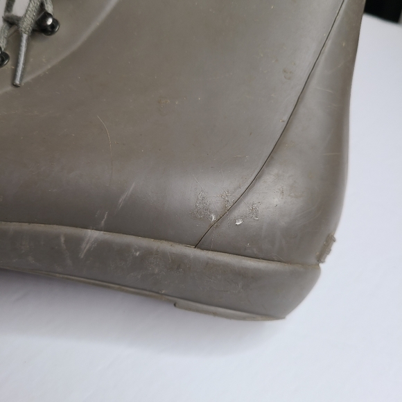 Loeffler Randall Grey Lace Up Rubber Rain Boots Preowned Size 10 Ladies - Picture 15 of 16